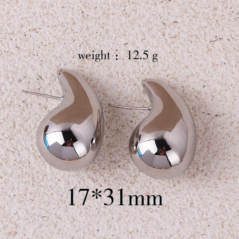 Vintage Gold Plated Chunky Dome Drop Earrings for Women Glossy Stainless Steel Thick Teardrop Earrings Dupes Lightweight Hoops