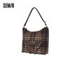 Semir Plaid Faux Wool Tote Shoulder Bag