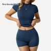 Women's Plain Round Neck Quick-Dry Yoga T-Shirt - Summer Slim Fit Fitness Top