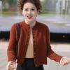 Wine Red Knitted Cardigan T-Shirt, Long-Sleeved, Chic Winter Fashion for Women