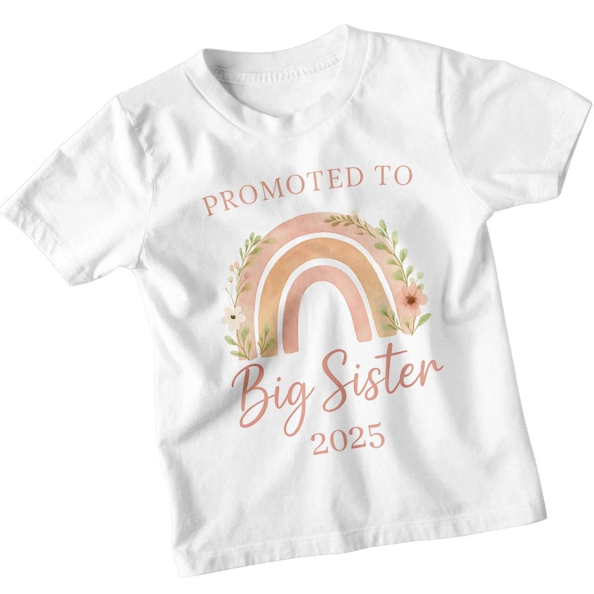 Повышена до Старшей Сестры 2025 Семейная Футболка для Девочек Анонс Брата/Сестры 130