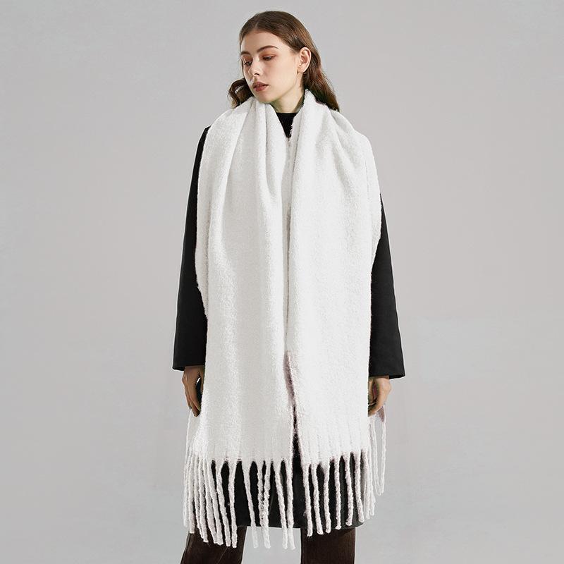 

Толстый осенне-зимний модный универсальный теплый пушистый холодо- и ветрозащитный ретро однотонный большой шарф газ