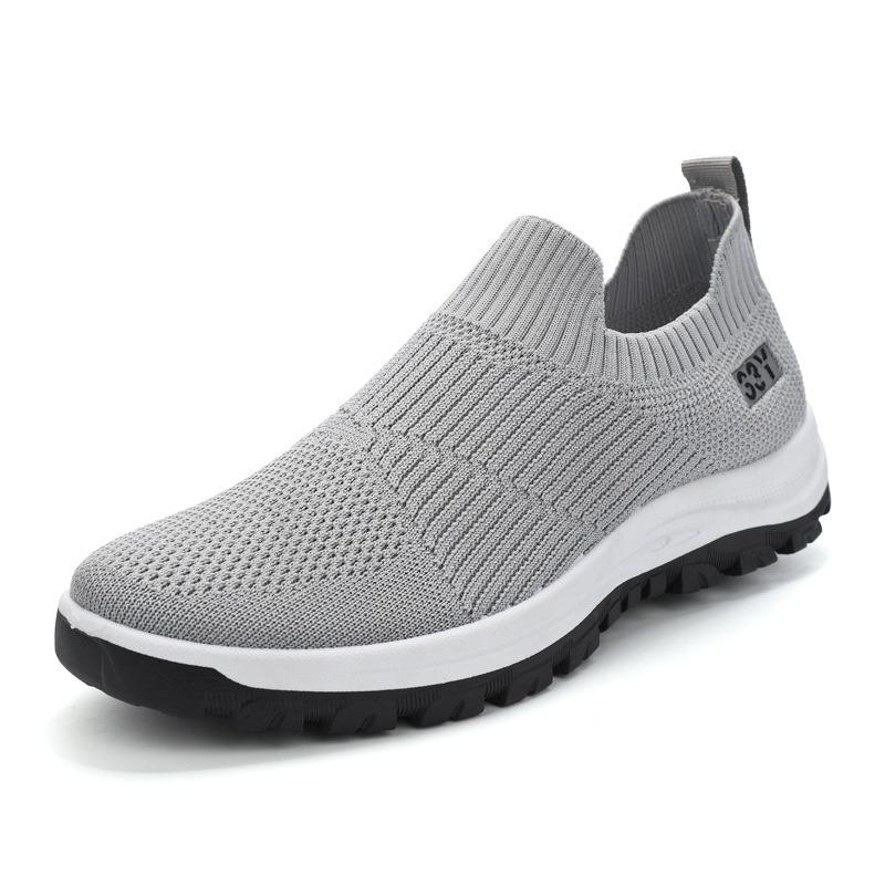 Flying woven men's shoes new one-pedal lazy shoes non-slip soft-soled men's casual shoes solid color sports shoes men's