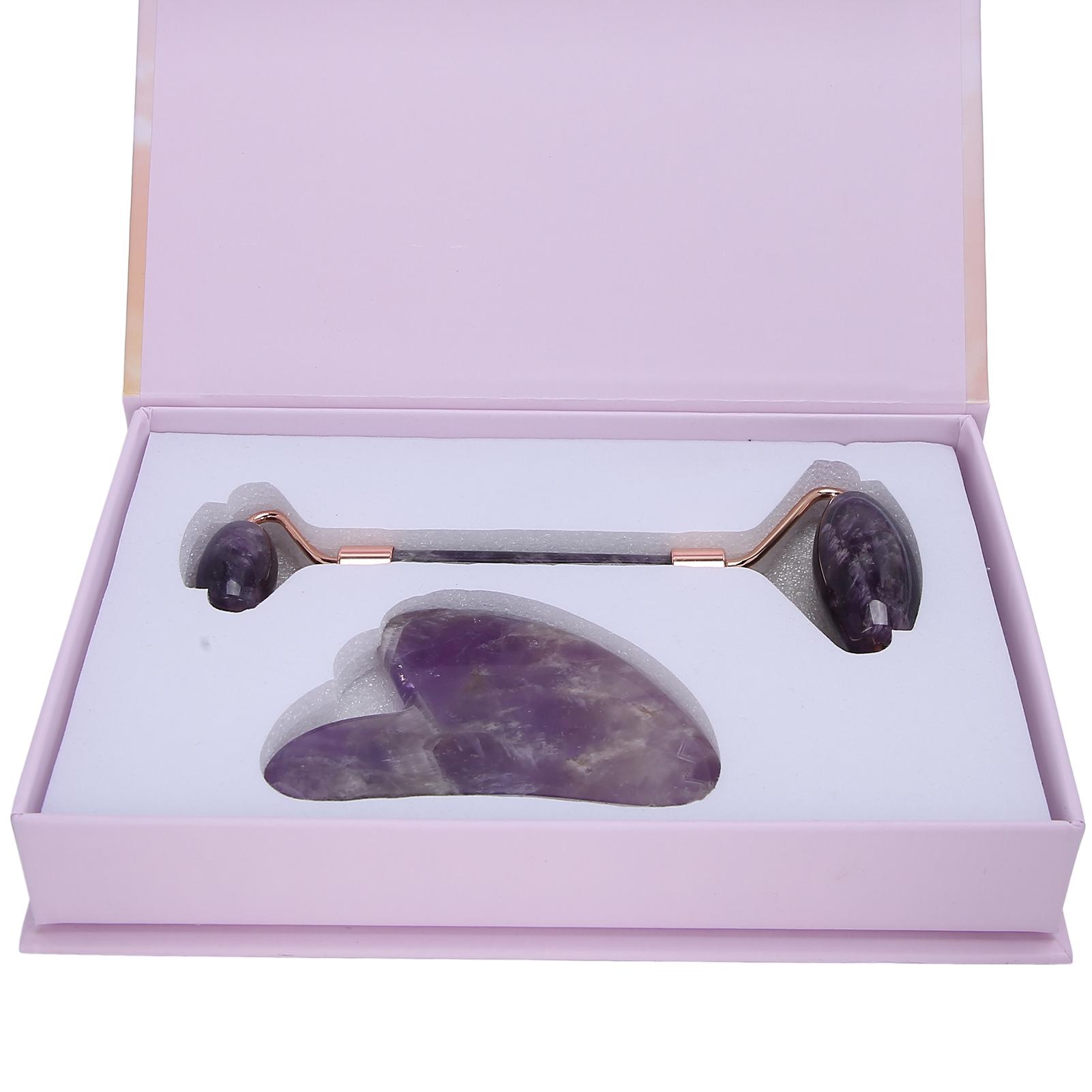 

Портативный роликовый массажер для лица, косметический ролик для лица, набор досок Гуаша в форме сердца(Аметистовый ролик