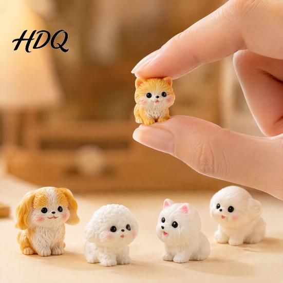 Display Box Collectibles 2Pcs Mini Dog Figurines Cute Resin Puppy Miniature Animal Figures Small Adorable Statue Decorations Ornaments for