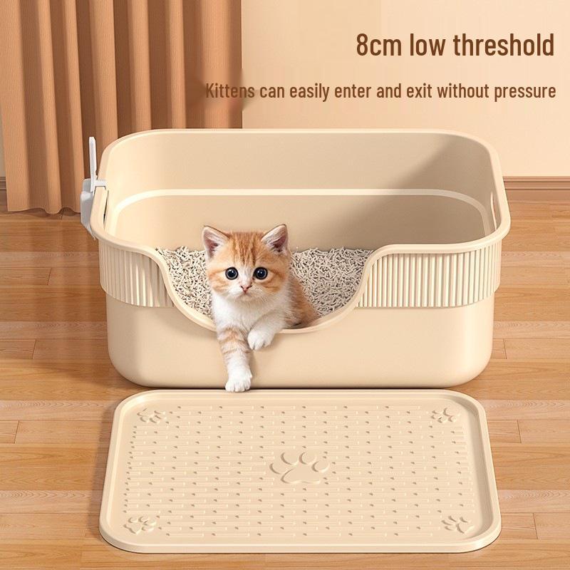 Kitten Litter Box: Low Entry, Semi-Enclosed, Small Size, Starter Kit for Cat Care