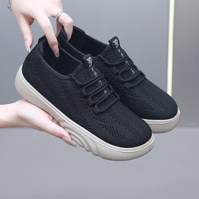 ****** and Autumn new old ******* cloth shoes women's casual s**t-soled mother shoes knitted breathable single shoes comfortable and wide feet
