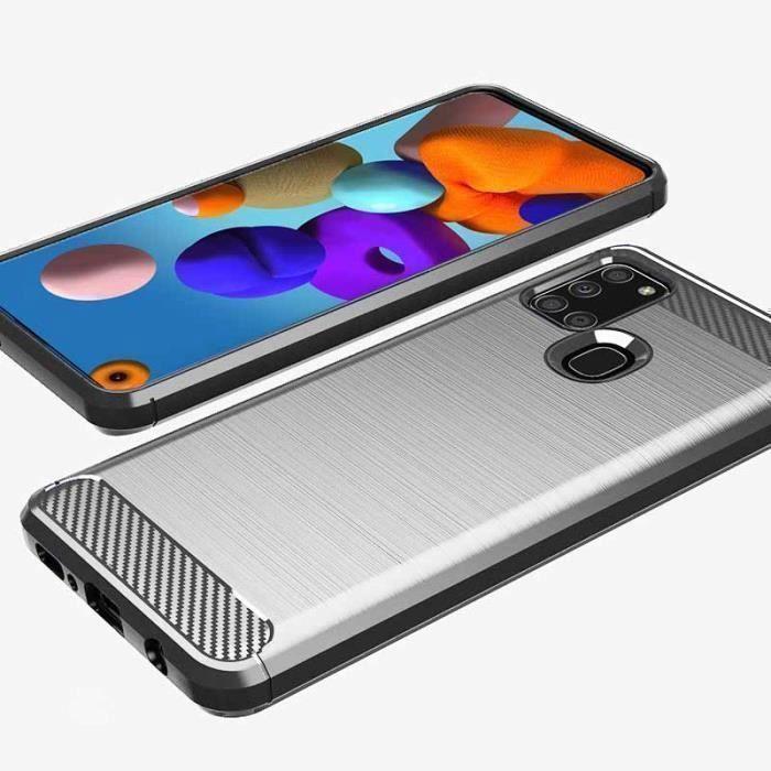 Skal Samsung A21S - Kolfiber Flexibel TPU Stötsäkert Skyddande Pansarskal Hällt i Galaxy A21S - Grå