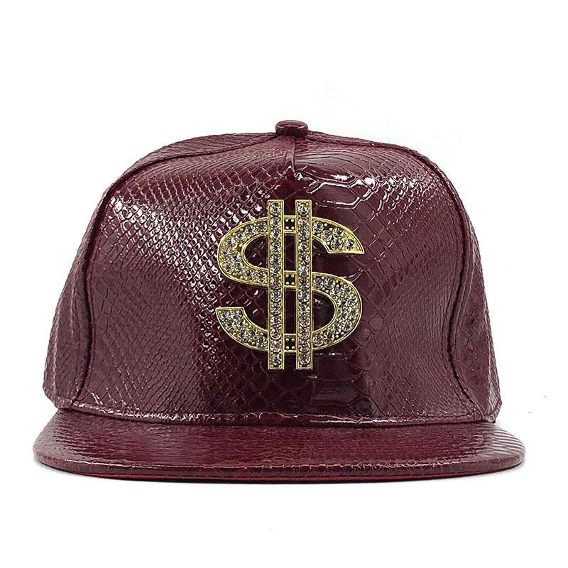 Leather Hat Dollar Label Hat Women's Tide Baseball Hat Men's Alligator Leather Hip Hat Flat Rim Hat Street Dance Hat