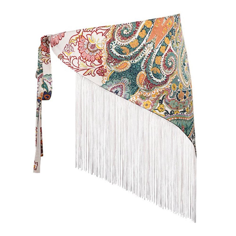 Ethnischer Dreieckiger Bund Quasten Saum Rock mit Breitem Gürtel Kleid Jeans Dekor