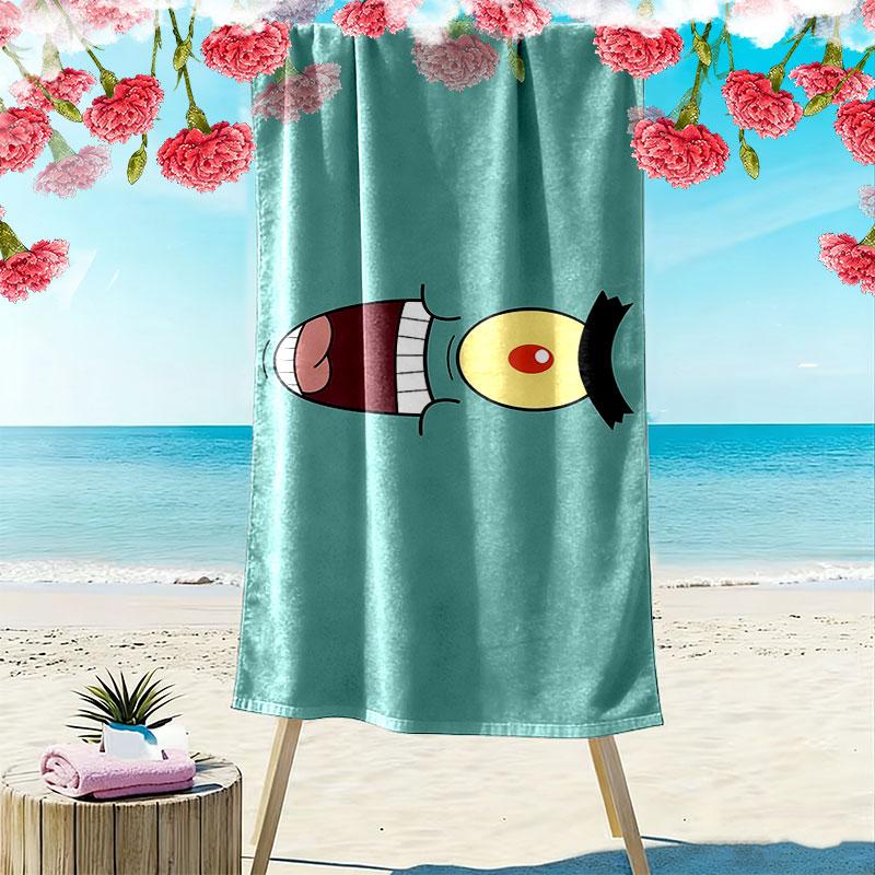 SpongeBob SquarePants Print Beach Towel, Large Soft Quick Dry Towel for Beach Camping Swimming