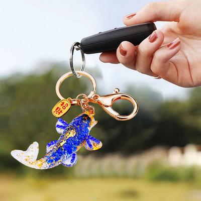  Porte-clés Poisson Rouge Fait Main Résine Naturelle Porte-clés Sac Pendentif Poisson Accessoires Clé de Voiture