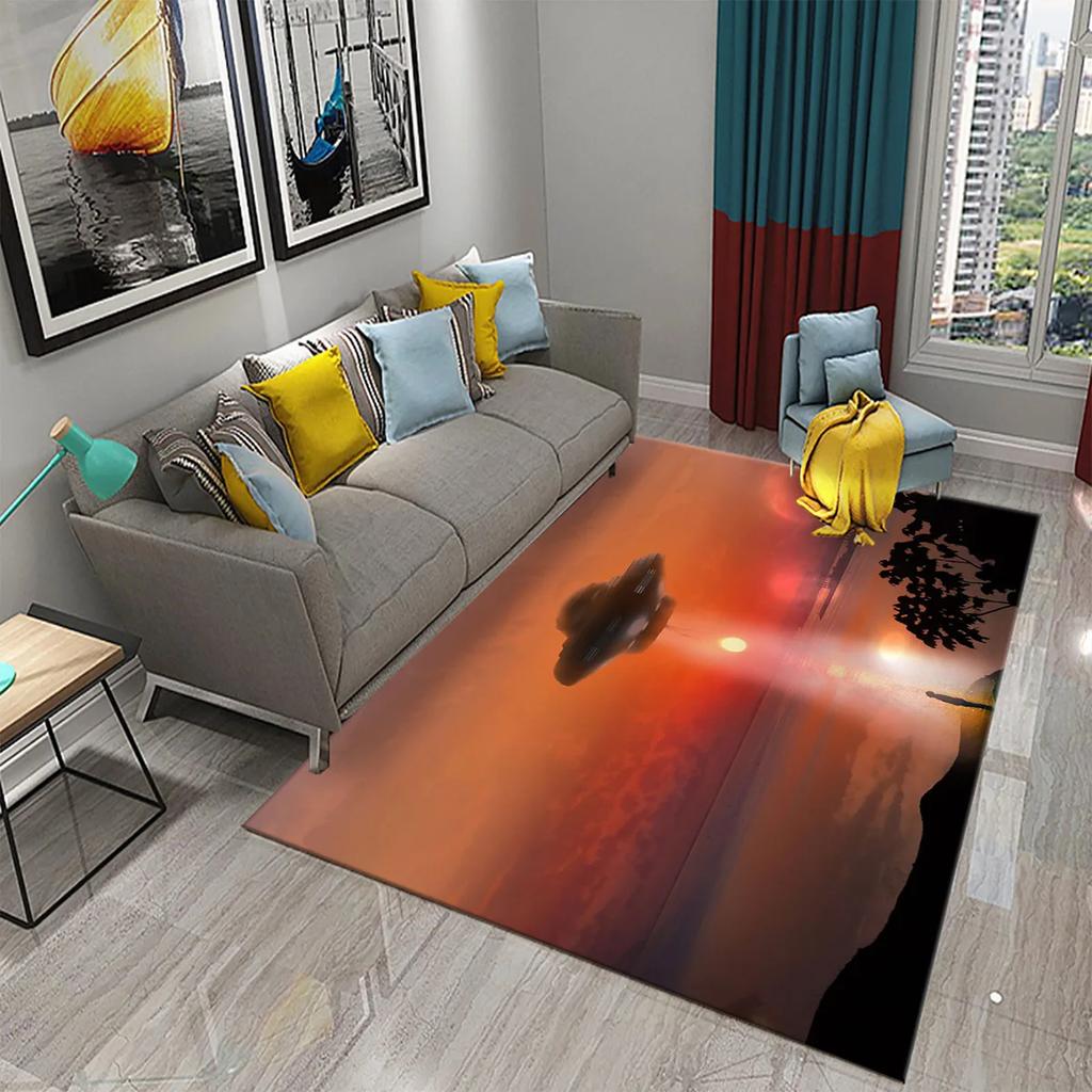 UFO Alien Carpet Mystery Science Fiction Theme Rugs for Bathroom Kitchen Floor Door Anti-Slip Mat Bedroom Entrance Decor Rugs