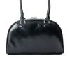 [Coboca+] C25412 Synthetic Leather Double Pocket Clear Window Bag, 3 Colors (BlackIvoryPink), Photo Card Storage (Black)