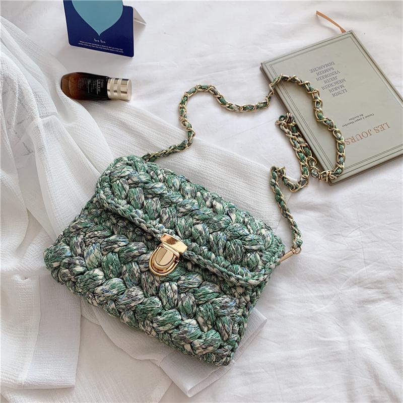Bolsas de Mão Femininas da Moda Bolsa de Tecido Alça de Crochê Casual Ombro Transversal Clutch