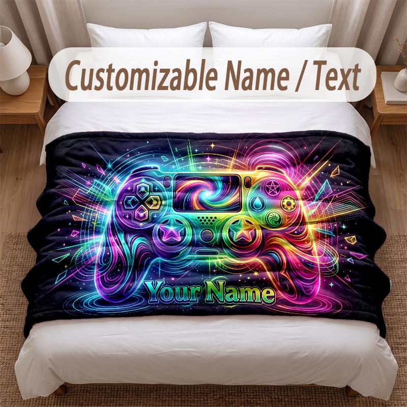 Fantasy Adventure Theme Soft Blanket Personalized Custom Name Text Print Warm Blanket Home Sofa Bedroom Decor
