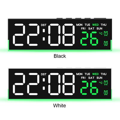Table Clock with Atmosphere Lights Digital Clock USB Charging Port Modern Electronic Clock Large Display for Living Room Decor