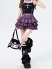 Damen Minirock mit Shorts Y2K Punk Gothic Stil Kawaii Kuchenrock Rüschen Elastischer Bund Mode Kleidung Streetwear