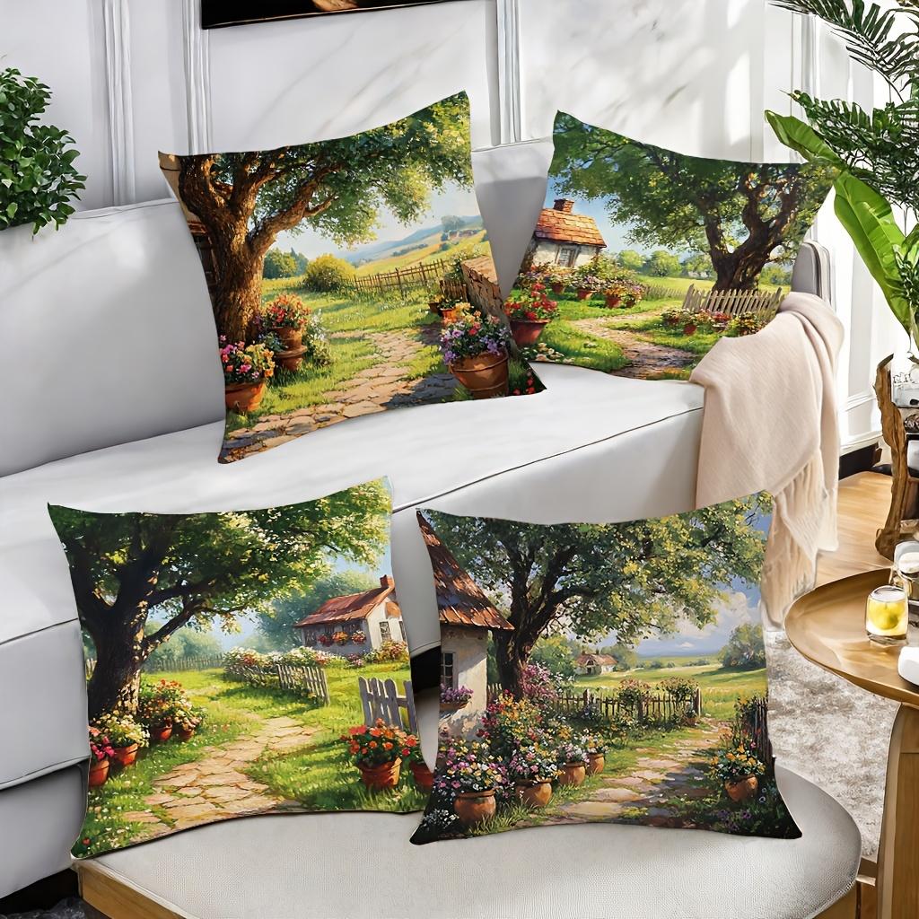 4-piece creative pillowcase set featuring Spring Festival scenes suitable for living room sofas and bedrooms insert not included