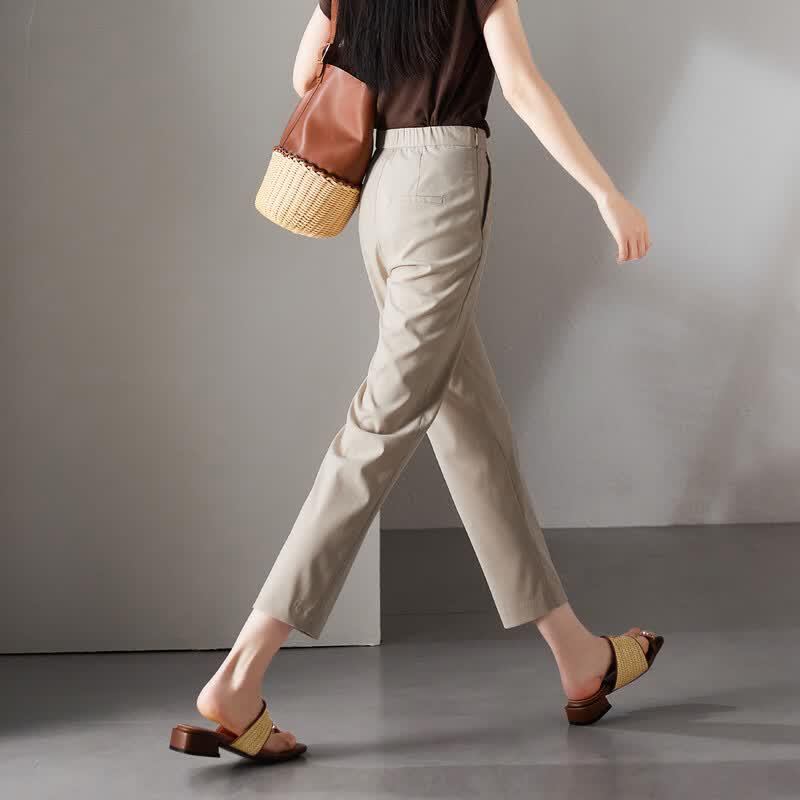 SOFSIL Women's Summer High-Waist Slim-Fit Trousers