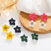 European American Trendy 3D Metal Flower Petal Stud Earrings, Japanese Korean Temperament Women Earrings