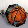 Basketball, Splash Art Automatic folding umbrella  simple eight rib design, bright color pattern, durable iron frame, ideal for travel and o