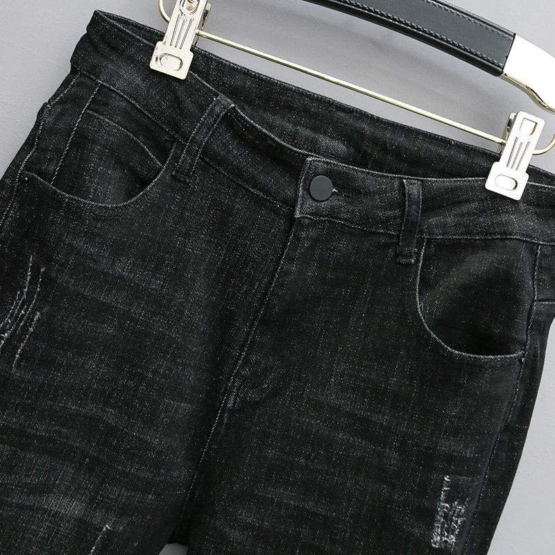 Damen Frühling und Herbst Vier Jahreszeiten Dünner Abschnitt Einfarbig Locker Dünn Harun Lässig Lang Elastisch Übergröße Jeans Hosen Hosen