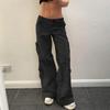 Fashion Retro Style Casual Large Pockets Jeans Street Wear Spicy Girl Pop Straight Leg Pants Elegant Loose Denim Pants Trousers 703