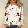 Women's Long-sleeved Loose-necked Halloween Print Casual Top , Suitable for Holiday Parties
