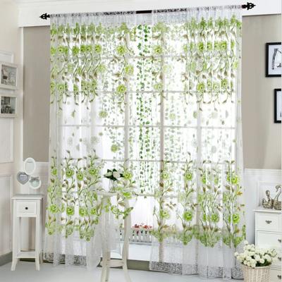 Gauze Peony Tulle Curtain Elegant Transparent Curtain Modern Sheer Curtains  Home Decoration