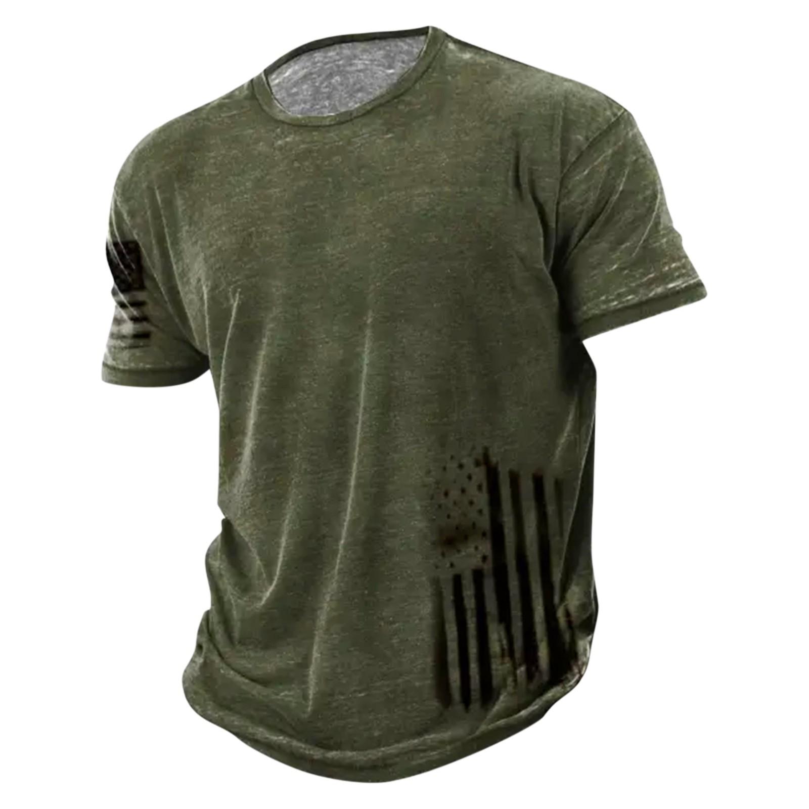 Мужская повседневная футболка с короткими рукавами и нижней рубашкой с рукавами реглан L армия зеленый 1286₽