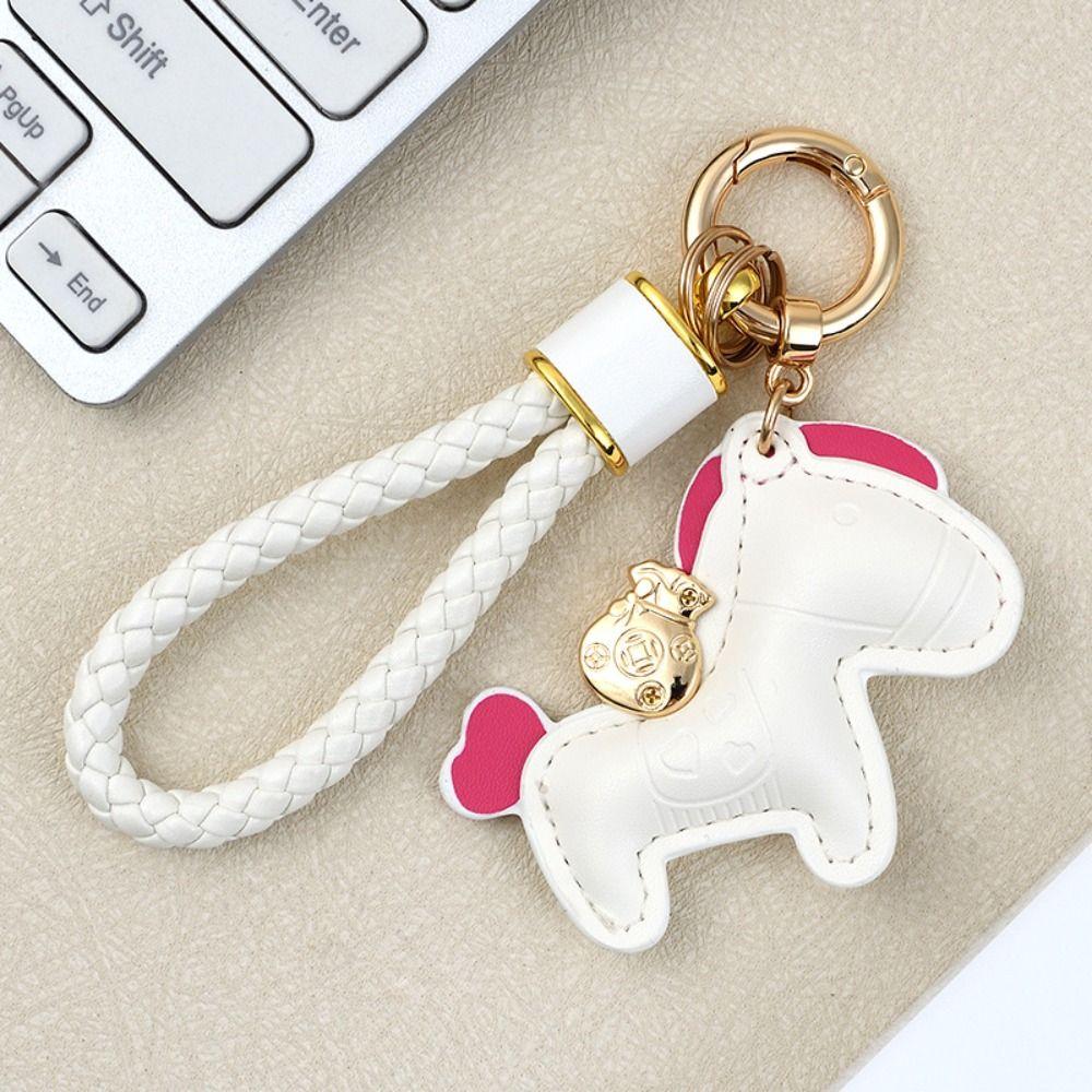 Candy Color Pony PU Keychain Cute Design Horse PU Pendants Zodiac Pony PU Doll  New Year Gift