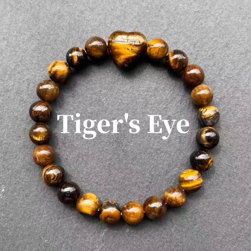 Natürliches Tigerauge, Grüner Aventurin, Türkis und Malachit Kreuz Perlenarmband