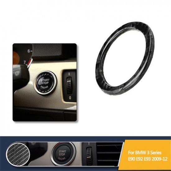 Carbon Fiber Interior Ignition Switch Frame Cover Trim For BMW E90 E92 2009-12