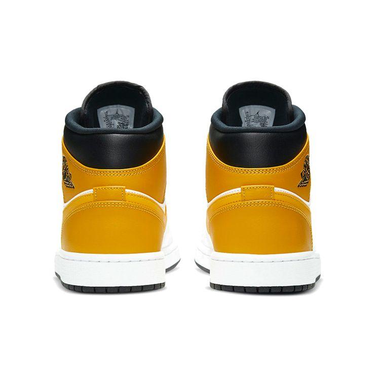 Air Jordan 1 Mid University Gold Men Sneakers White Black 554724-170