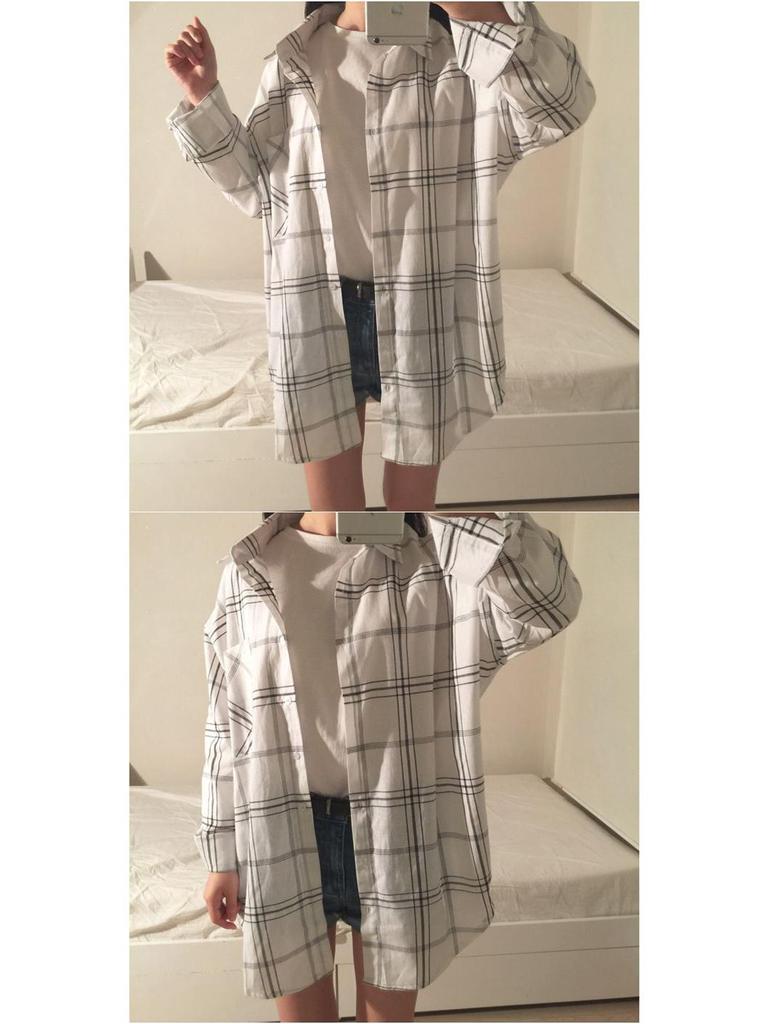 Women's Long Sleeve Plaid Cardigan Shirt - Casual Autumn Loose Fit Top