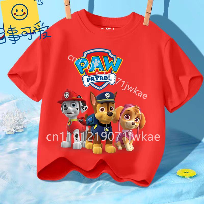 Cute Boys Girls Casuals Tops Summer Birthday Clothing Gift Hots Paw Patrol Kids T-shirts Kawaii Cartoon Character Printed Shirts