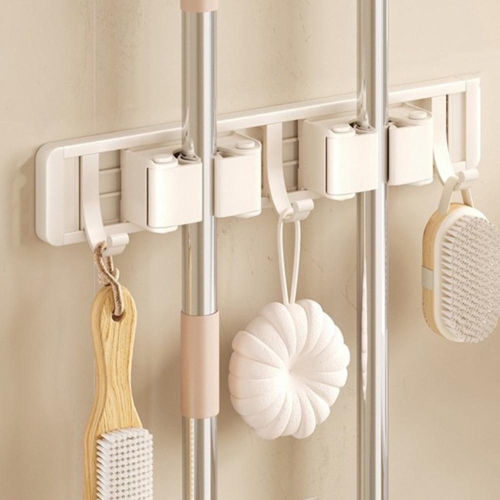 Removable Wall Mounted Mop Rack Space Aluminum Mop Broom Holder Suction Cup Mop Holder for Kitchen