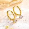 Exquisite French-Style Titanium Steel Zircon Earrings: Shiny Round Ornaments for Girls