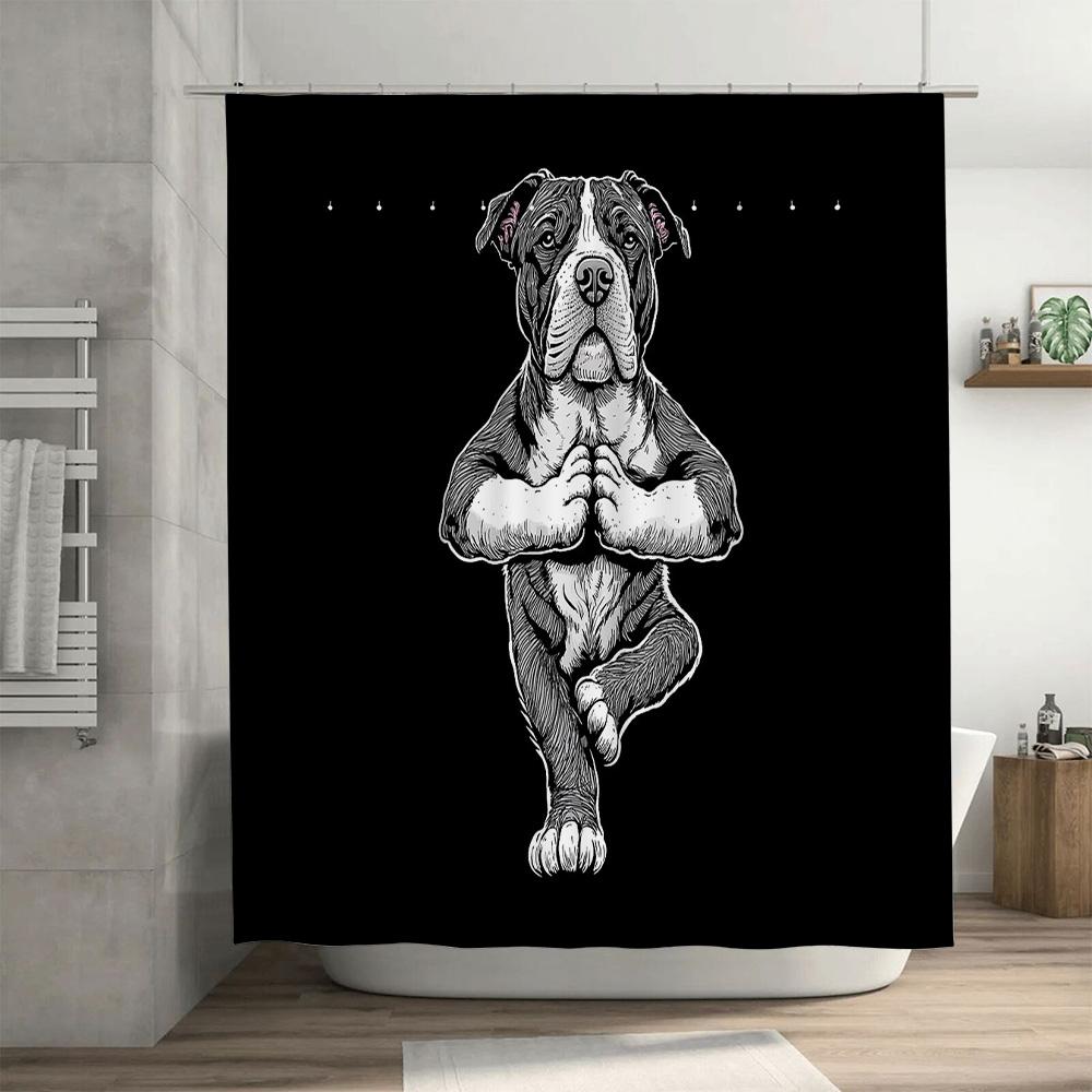 Yoga Dog Shower Curtain Bathroom Decor Zen Animal Portrait Nature Wall Art Home Decor Peaceful Serenity Spiritual Tranquility Pe