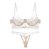 European and American Sexy Lingerie Ultra-thin Eyelashes Lace Beautiful Back Underwear Suspender Large Chest Small Large Size Bra Set
