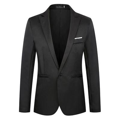 سترة بدلة عمل كاجوال للرجال مناسبة للخريف بقصّة Slim Fit غير قابلة للكي ومضادة للتجاعيد وعصرية بلون سادة أساسية ومتعددة الاستخدامات