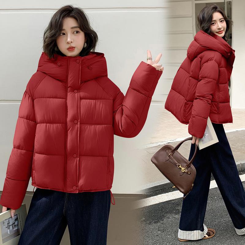 Soft Waxy Puffs Short Hooded Down Cotton Clothes Women's Winter New Loose and Thin Small Bread Clothes Trendy