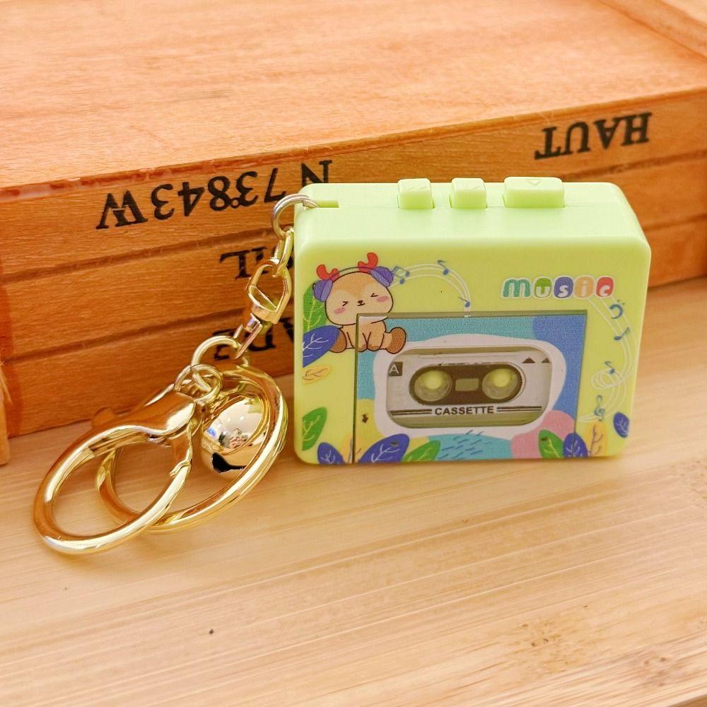 Cassette Recorder Retro Tape Recorder Keychain with Music Recording Music Box Pendant Small Gift