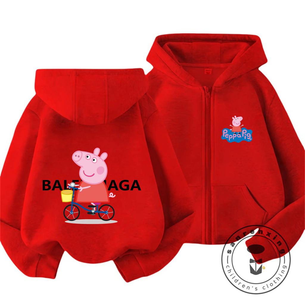 Fashion Kids Zipper Hooded Sweatshirt Cute Cartoon Autumn Winter Casual Street Wear Peppa Pig Children 3 14