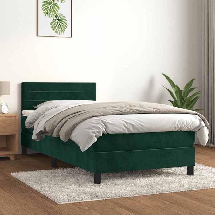 Maison Exclusive - Sommier à lattes de lit avec matelas Vert foncé 100x200 cm