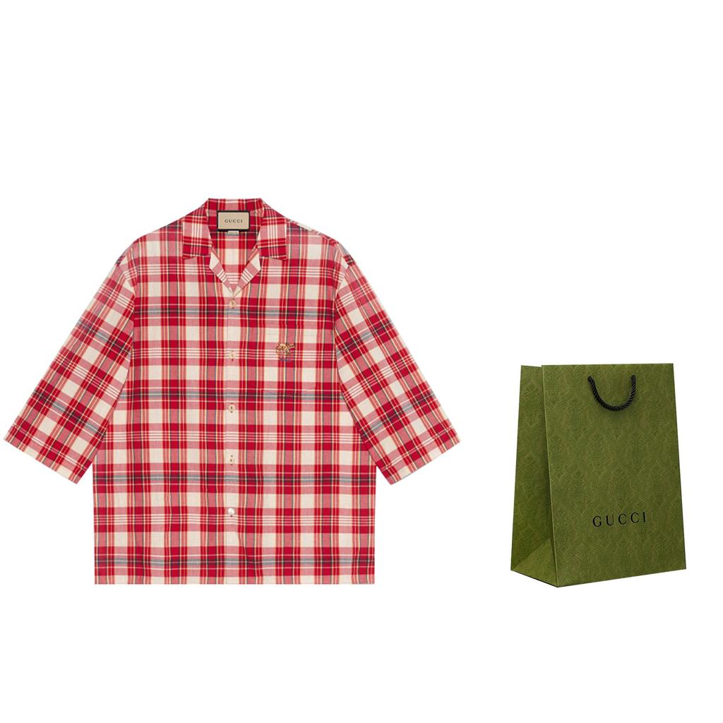 Gucci Shirts Men's Red Lapel Moderate Shirt 653446-ZAG0O-6172