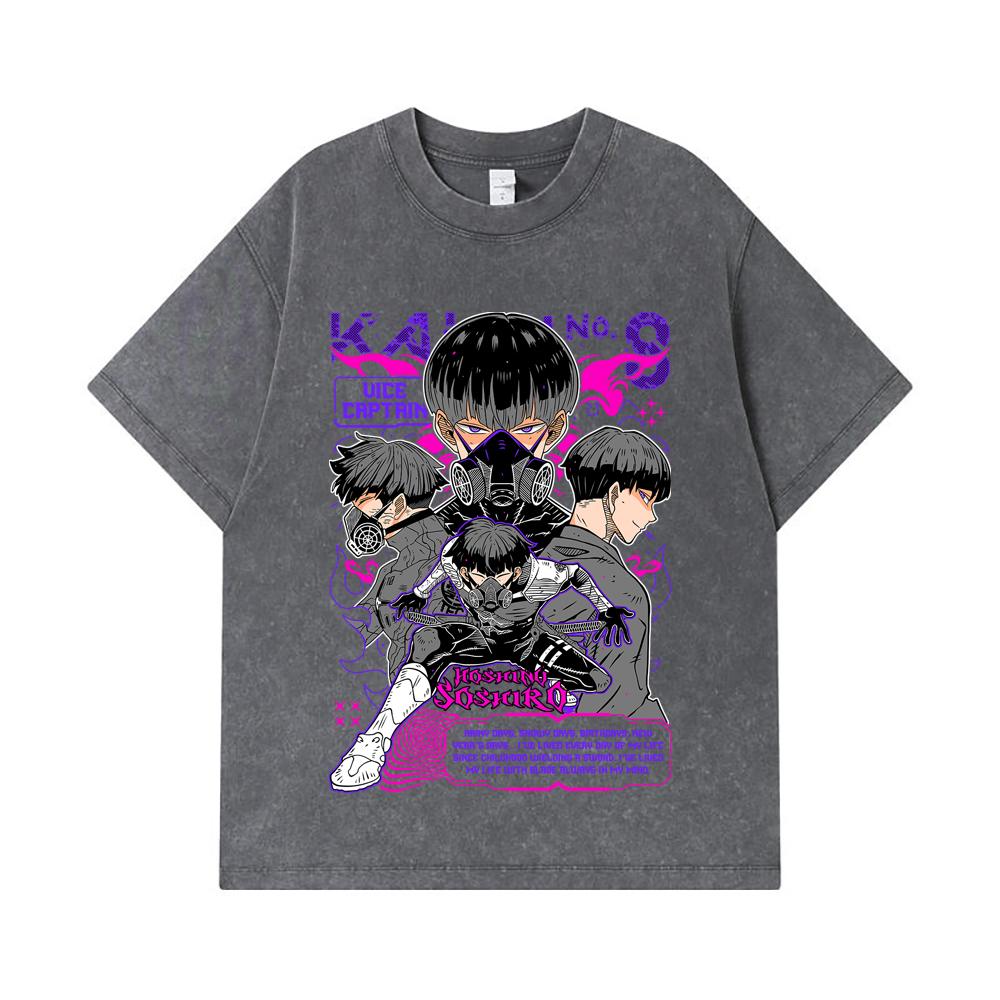 275 GSM Washed T-shirts 100% Cotton Kaiju No 8 V10 Soshiro Print Unisex Heavy Cotton T Shirt