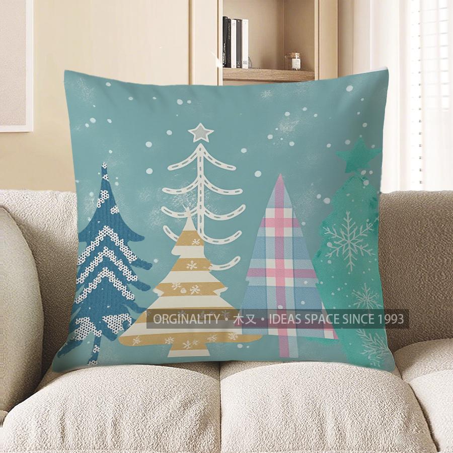 Home Decor Christmas Trees Pattern Decorative Pillow Cover Pattern Cushion Cover Suitable For Sofa Bedroom Car Pillow Cover 40x40cm