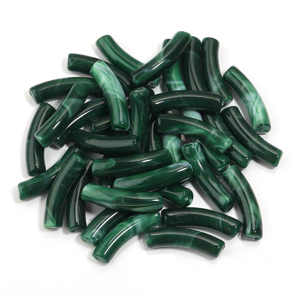 30 pezzi/lotto Perline Tubolari Curve in Acrilico Bicolore Forma Sottile di Bambù Perline Distanziatrici Sfuse Per Braccialetti Collane Fai da te Accessori per Gioielli